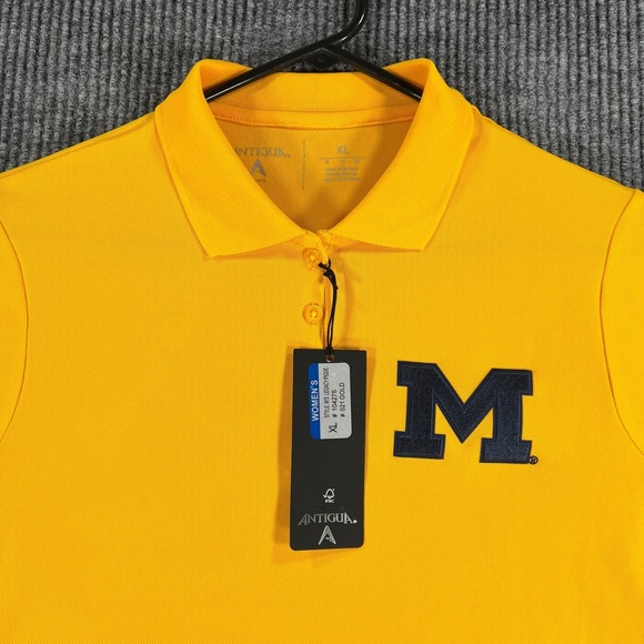 Michigan Wolverines Polo Shirt Womens Extra Large Yellow Short Sleeve New - Picture 4 of 13